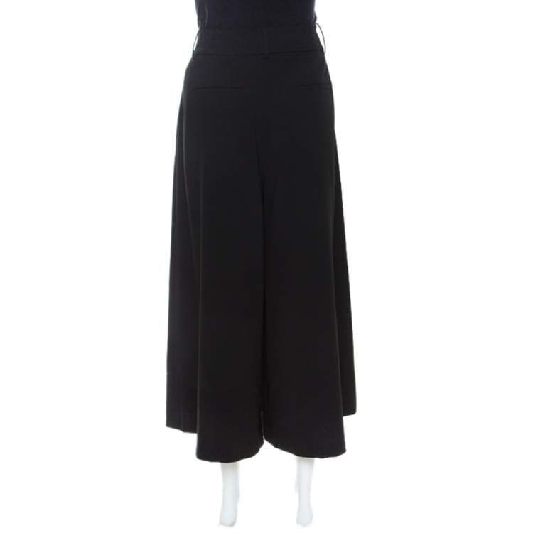 Pre Owned Alice + Olivia Black Crepe Lace Insert Onell Pleat Trousers M 