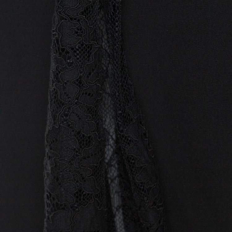 Pre Owned Alice + Olivia Black Crepe Lace Insert Onell Pleat Trousers M 