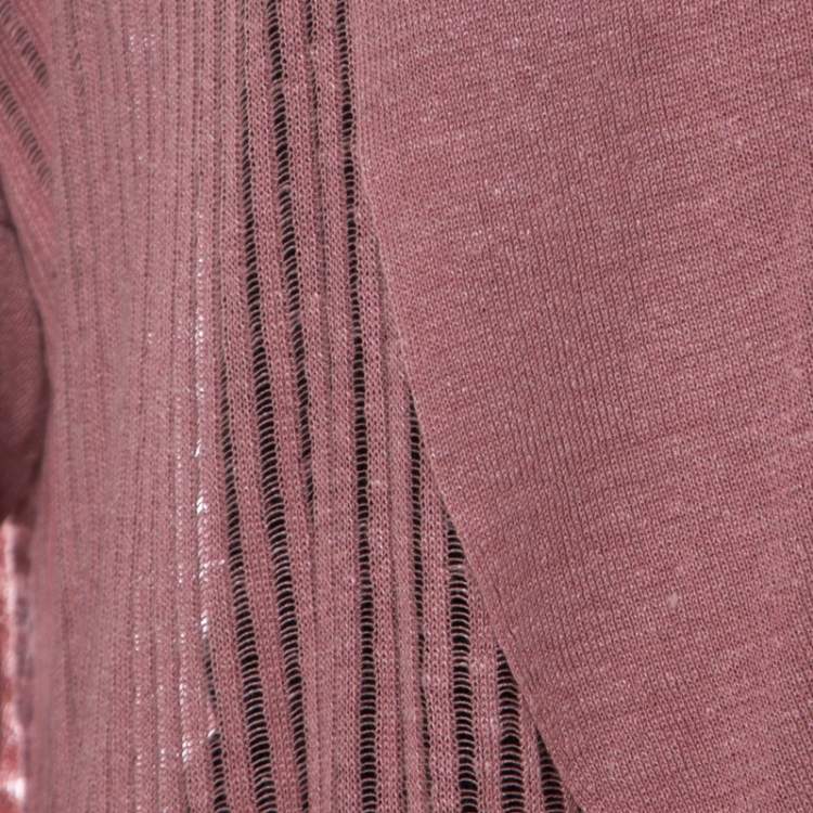 مملوكة مسبقًا Alice + Olivia Blush Pink Light Knit Draped Back Cardigan M 