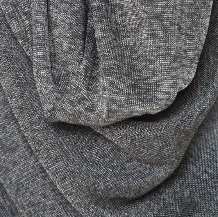 Pre Owned Alice + Olivia Grey Light Knit Wrap Front Draped Cardigan M 