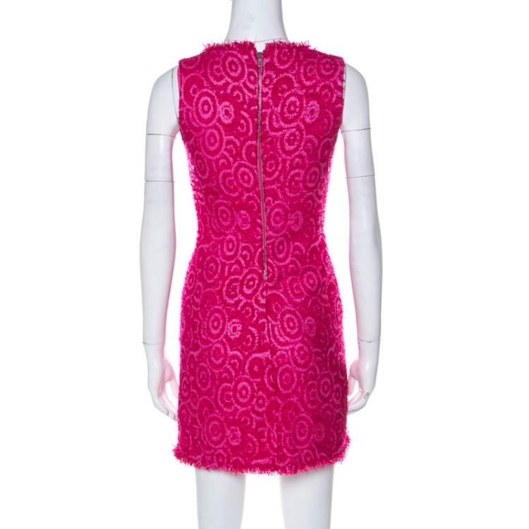 مملوكة مسبقًا Alice + Olivia Pink Geometric Pattern Wool Blend Short Dress XS