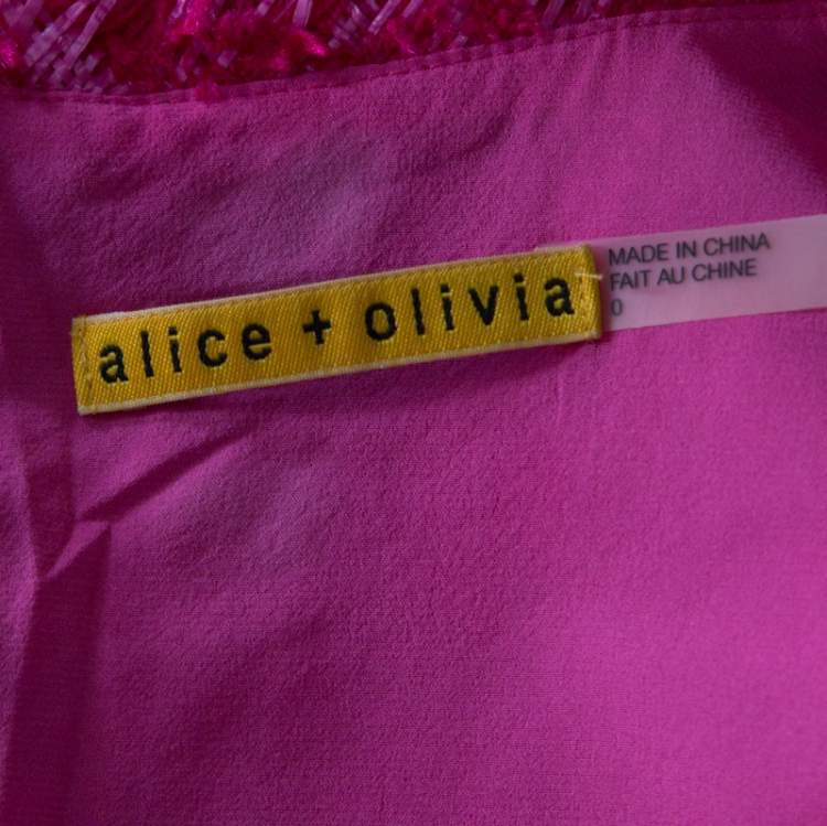 مملوكة مسبقًا Alice + Olivia Pink Geometric Pattern Wool Blend Short Dress XS