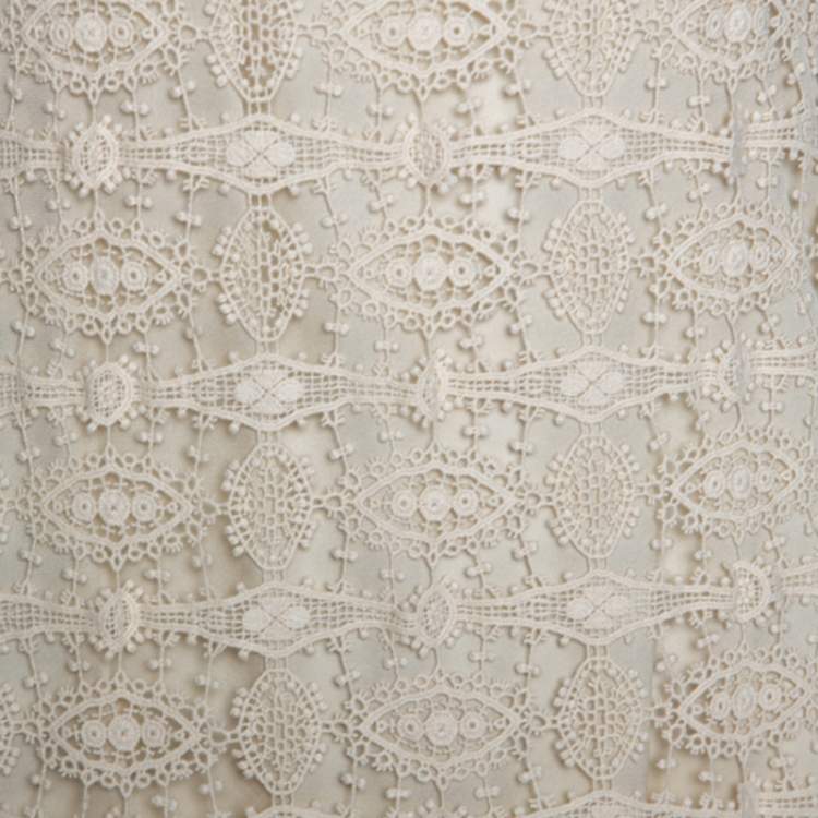 Pre Owned Alice + Olivia Cream Crochet Anora Maxi Dress M