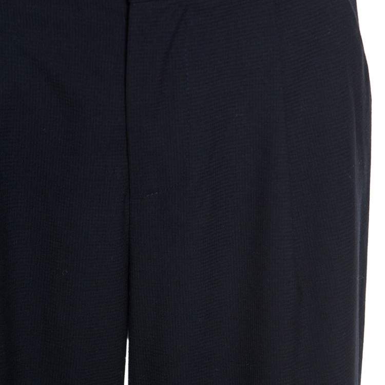 Pre Owned Alice + Olivia Dark Navy Checked Wide Leg Trousers S