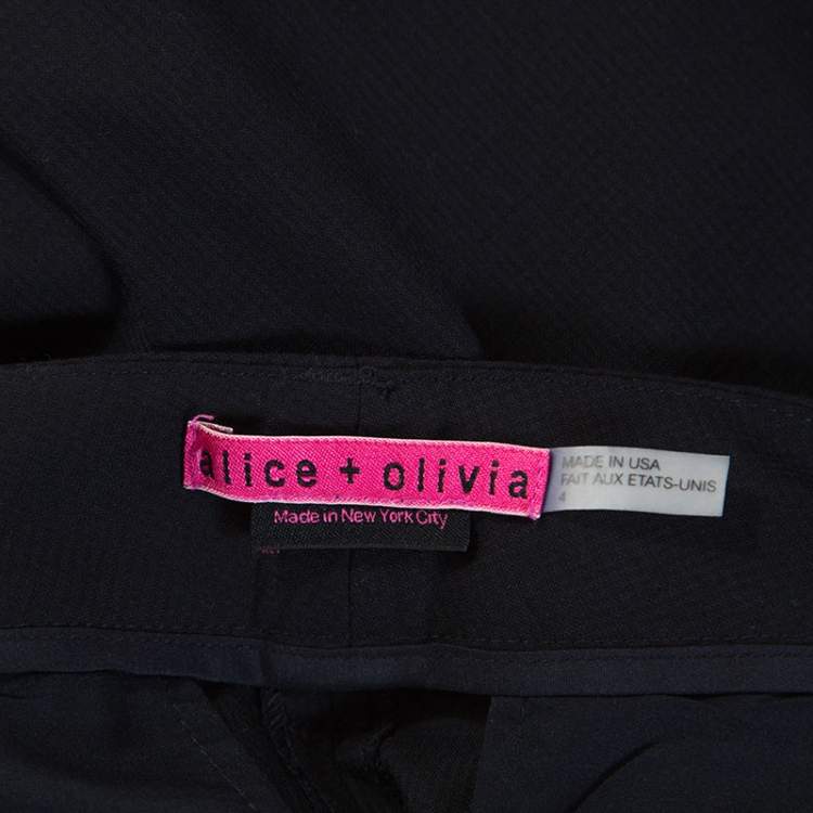 Pre Owned Alice + Olivia Dark Navy Checked Wide Leg Trousers S