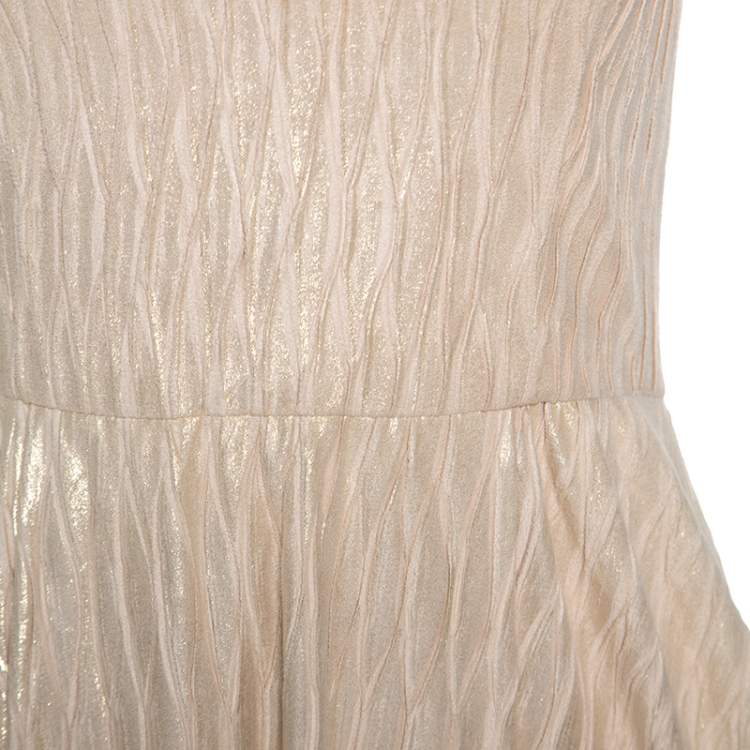 Pre Owned Alice + Olivia Cream & Gold Textured Knit Mindee Dress S