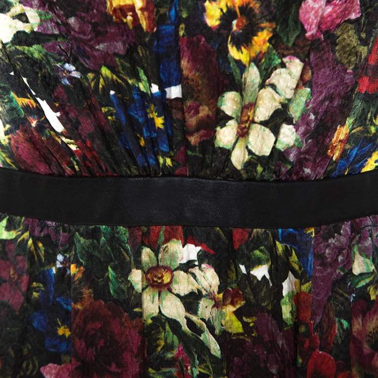 Pre Owned Alice + Olivia Multicolor Floral Print Silk Triss Maxi Dress M