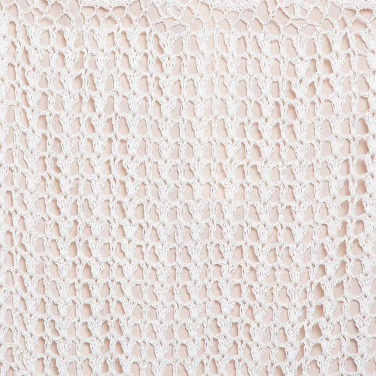Pre Owned Alice + Olivia Cream Crochet Nude Lining Detail Maxi Skirt XS