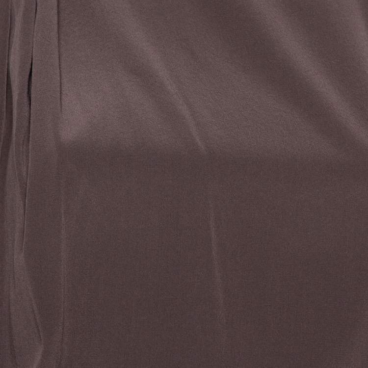 Pre Owned Alice + Olivia Brown Silk Asymmetric Draped Top XS