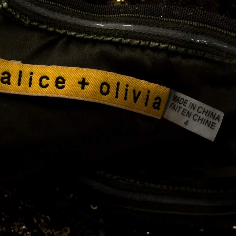 Pre Owned Alice + Olivia Gold Sequin Embellished Strapless Mini Dress S