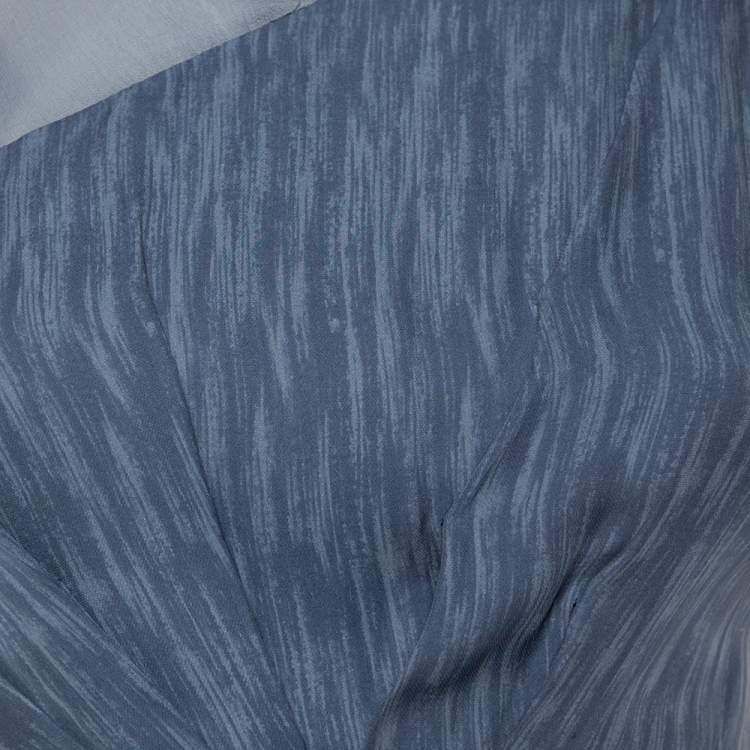 مملوكة مسبقًا Alice + Olivia Blue Silk Asymmetric Draped Sleeveless Dress S