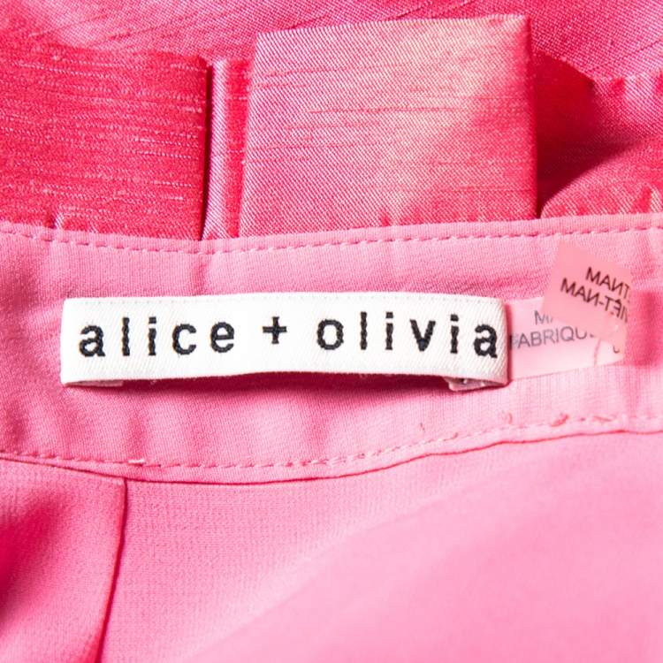 Pre Owned Alice + Olivia Pink Synthetic Paper Bag Waist Detail Mini Skirt XS