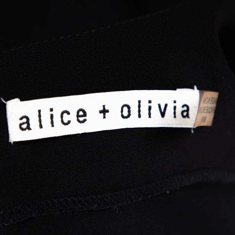 Pre Owned Alice + Olivia Black Crepe Sleeveless Kylnn Top M