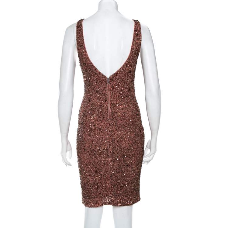 Pre Owned Alice + Olivia Cameo Pink Sequined Sleeveless Kimber Dress M