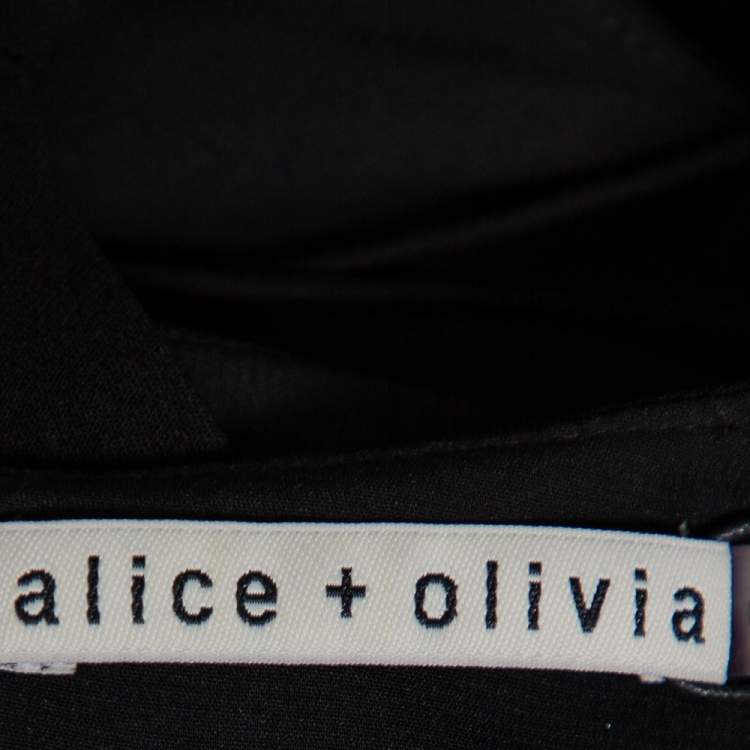 Pre Owned Alice + Olivia Black Crepe Cutout Detail Plunge Neck Riki Midi Dress XS