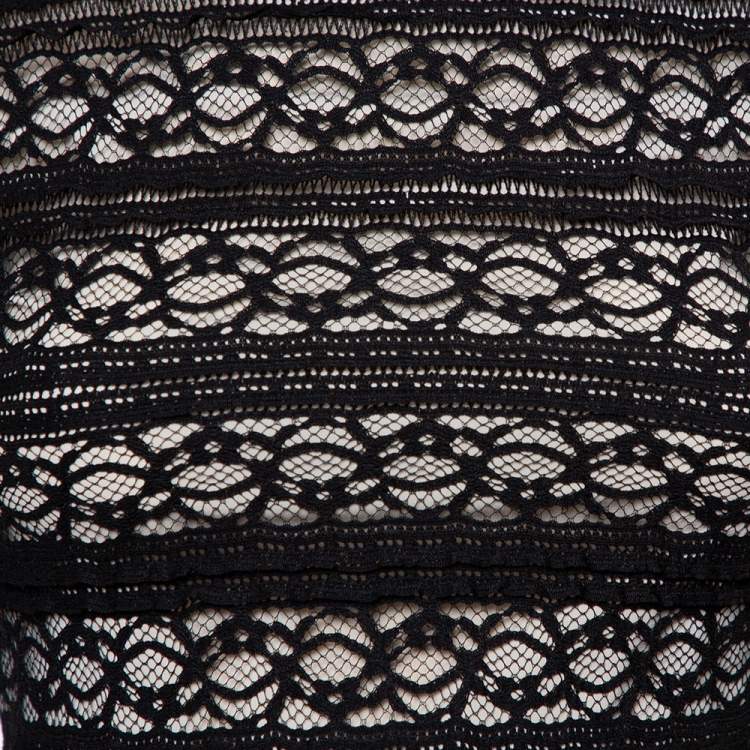 Pre Owned Alice + Olivia Black Lace Long Sleeve Rilo Crop Top XS