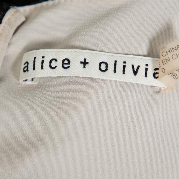 Pre Owned Alice + Olivia Black Lace Long Sleeve Rilo Crop Top XS