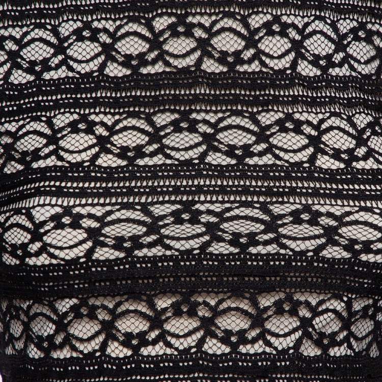 Pre Owned Alice + Olivia Black Lace Long Sleeve Rilo Crop Top XS