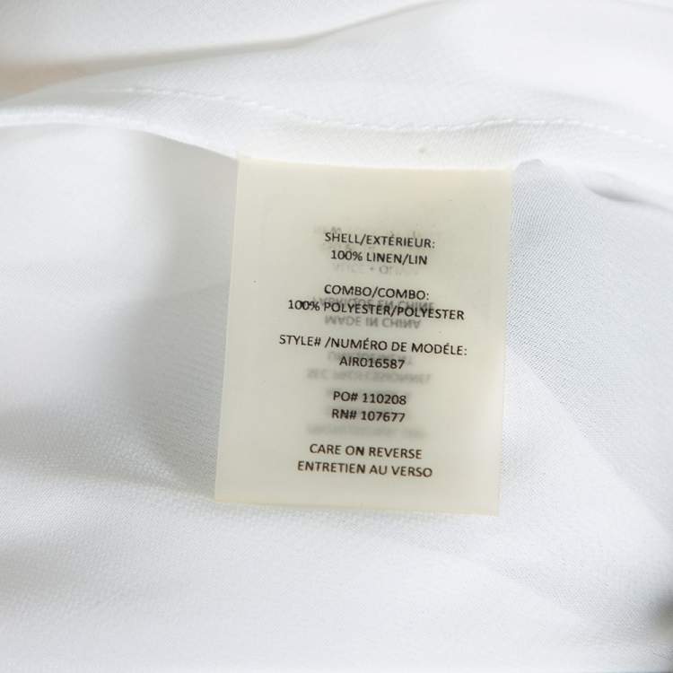 Pre Owned Alice & Olivia Air White Linen Hooded Open Front Layered Shrug L