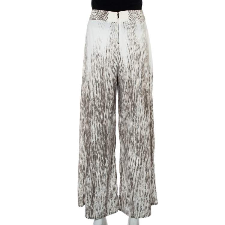 Pre Owned Alice + Olivia Cream & Brown Knit Wide Leg Trousers S