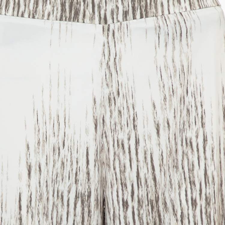 Pre Owned Alice + Olivia Cream & Brown Knit Wide Leg Trousers S