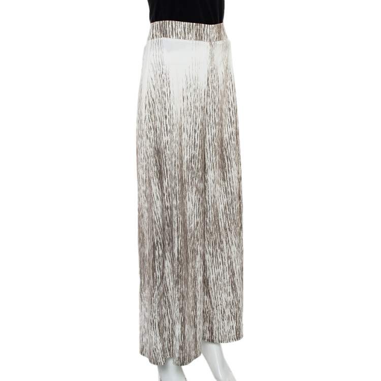 Pre Owned Alice + Olivia Cream & Brown Knit Wide Leg Trousers S