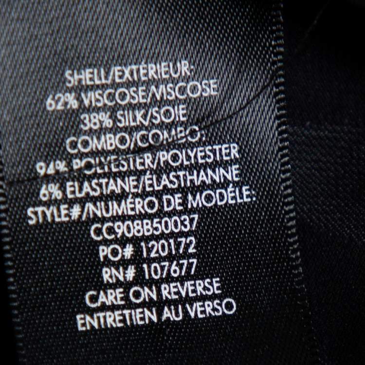 Pre Owned Alice + Olivia Black Burnout Silk Neck Tie Detail Button Front Shirt L