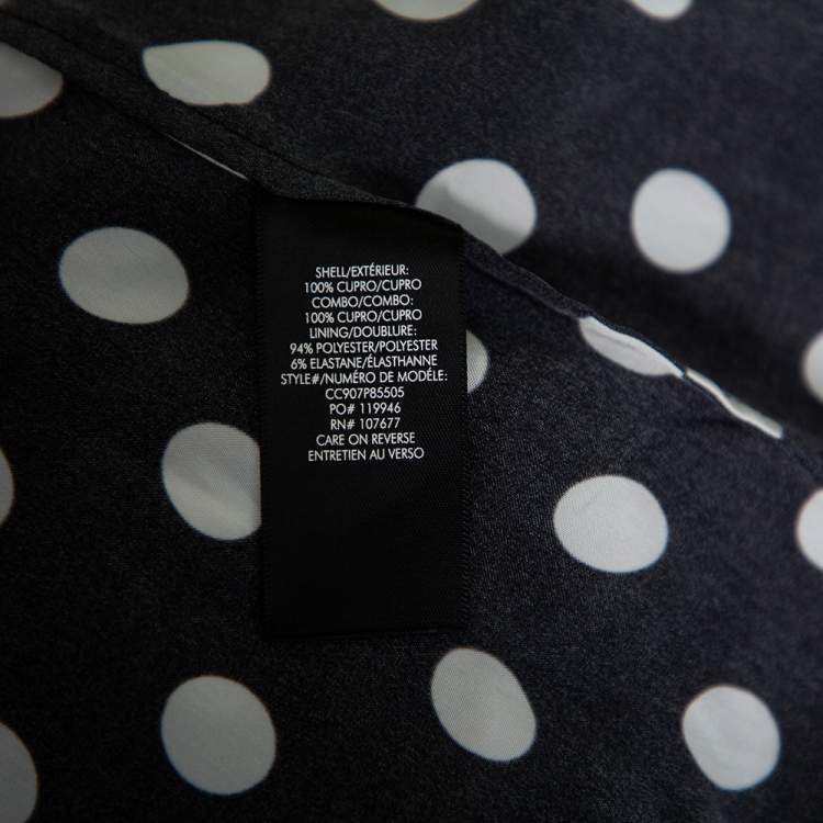 Pre Owned Alice + Olivia Black Polka Dot Crepe Shirt Dress S