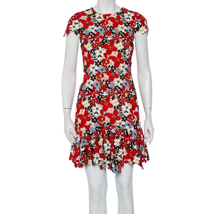 Pre Owned Alice + Olivia Multicolor Floral Lace Imani Mini Dress S