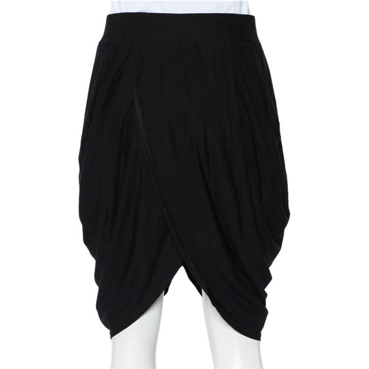 Pre Owned Alice + Olivia Black Jersey Tulip Draped Skirt M