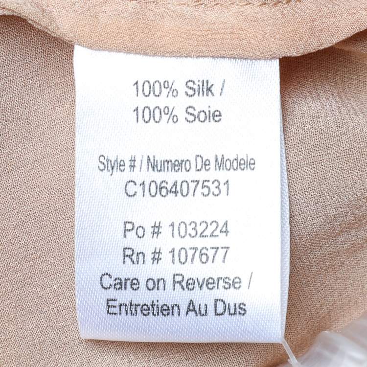 Pre Owned Alice + Olivia Beige Silk Bead Embellished Sleeveless Top L