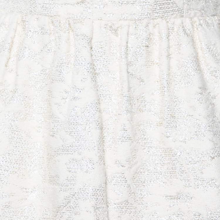 Pre Owned Alice + Olivia Off-White Lurex Jacquard Open Back Lillyanne Dress S