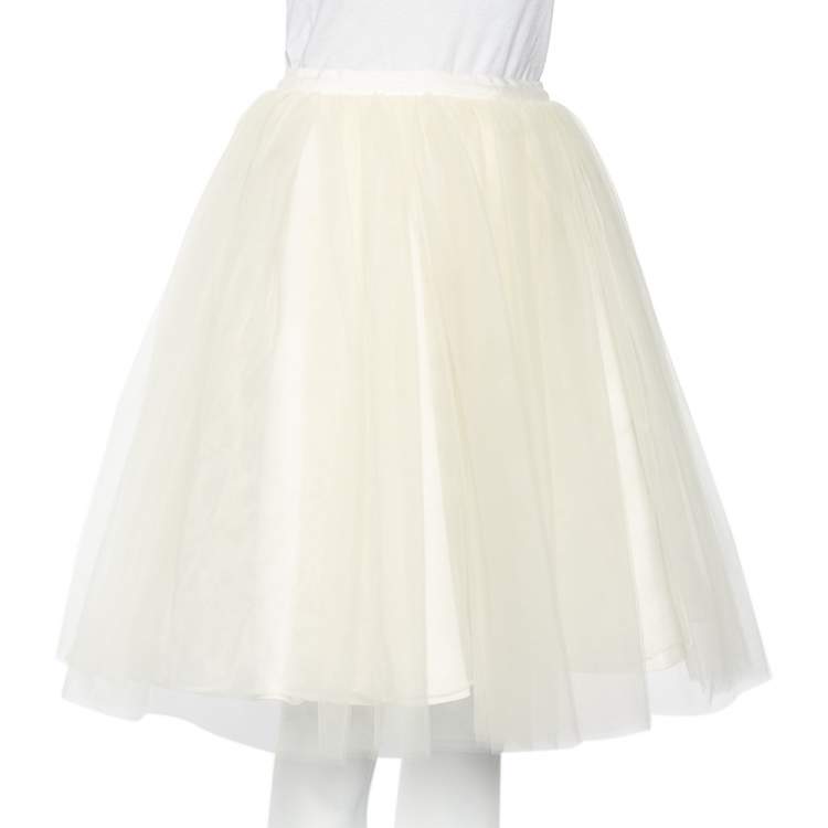 Pre Owned Alice + Olivia Off-White Tulle Flared Justina Skirt S