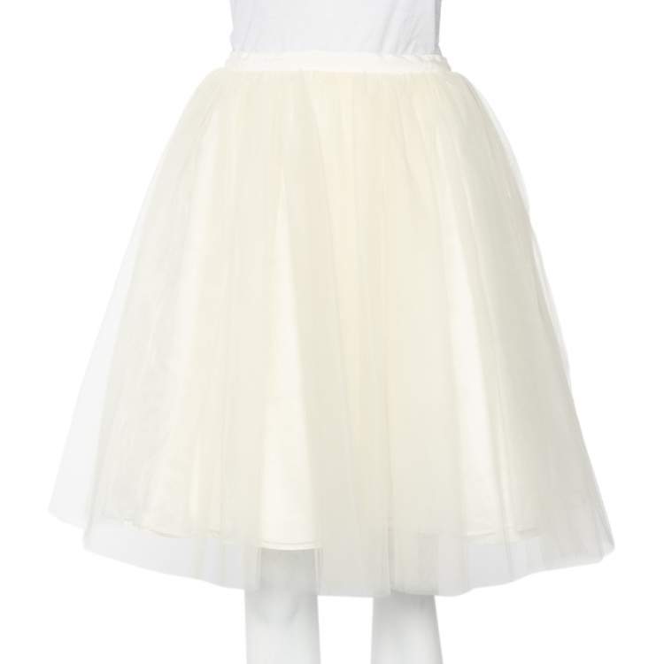Pre Owned Alice + Olivia Off-White Tulle Flared Justina Skirt S