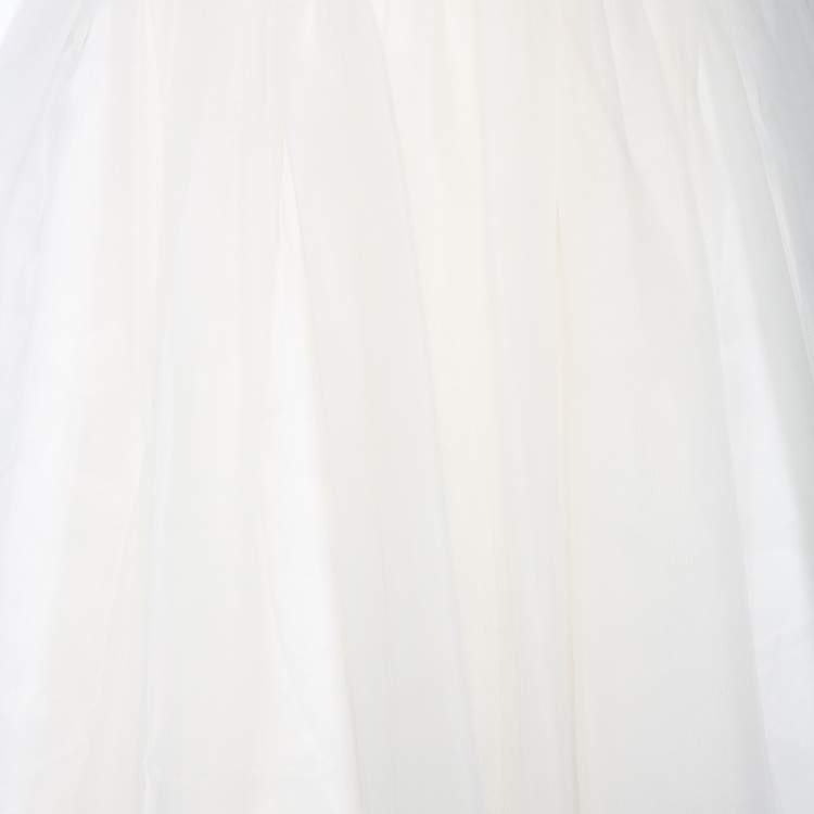 Pre Owned Alice + Olivia Off-White Tulle Flared Justina Skirt S