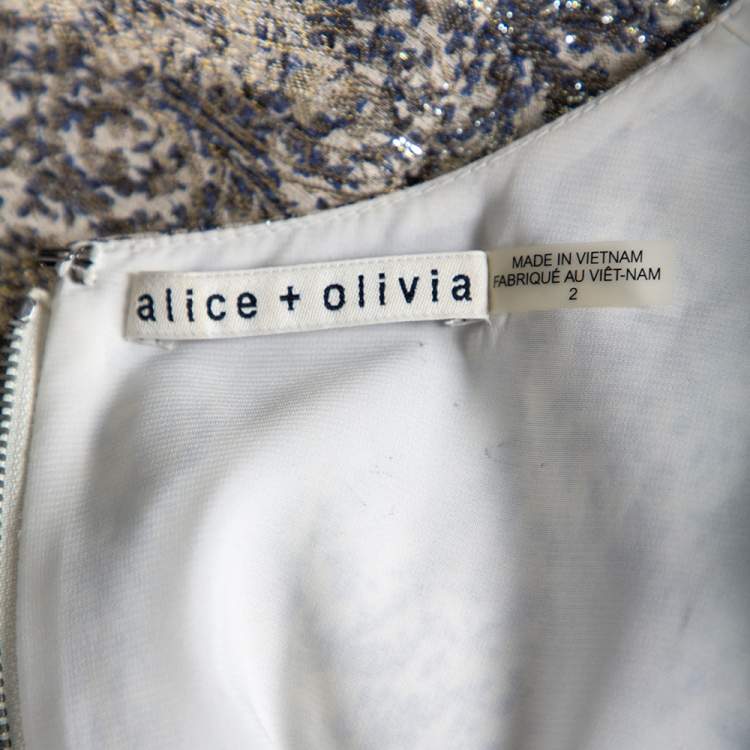 Pre Owned Alice + Olivia Metallic Lurex Silk Cutout Detail Varita Mini Dress S