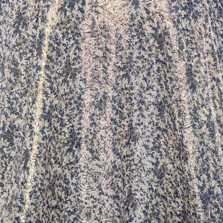 Pre Owned Alice + Olivia Metallic Lurex Silk Cutout Detail Varita Mini Dress S