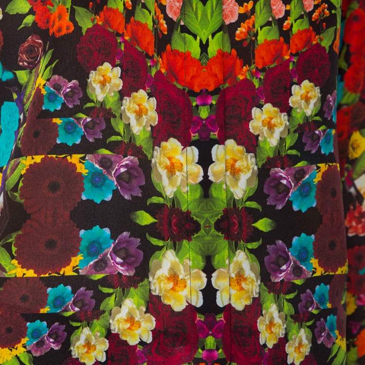 Pre Owned Alice + Olivia Multicolored Silk Kaleidoscopic Floral Print Shirt M 