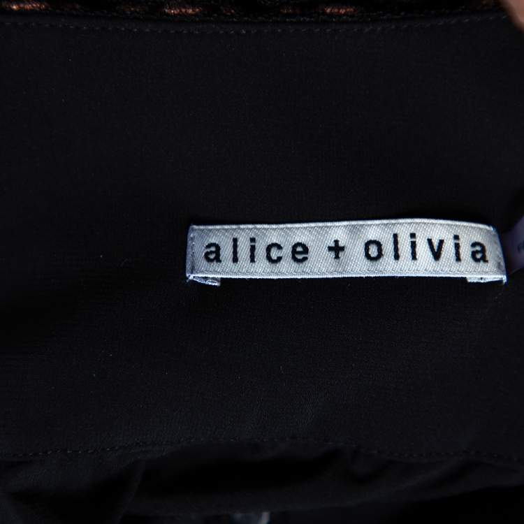 Pre Owned Alice + Olivia Black Embroidered Tulle Savanna Maxi Skirt S