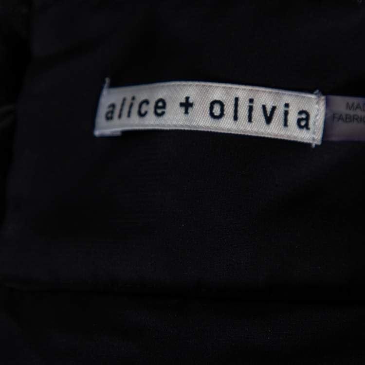 Pre Owned Alice + Olivia Black Embroidered Tulle Off-Shoulder Blouse XS