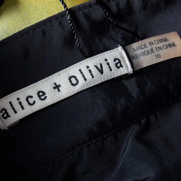 Pre Owned Alice + Olivia Black Magnolia Print Cotton Dianna Midi Skirt L