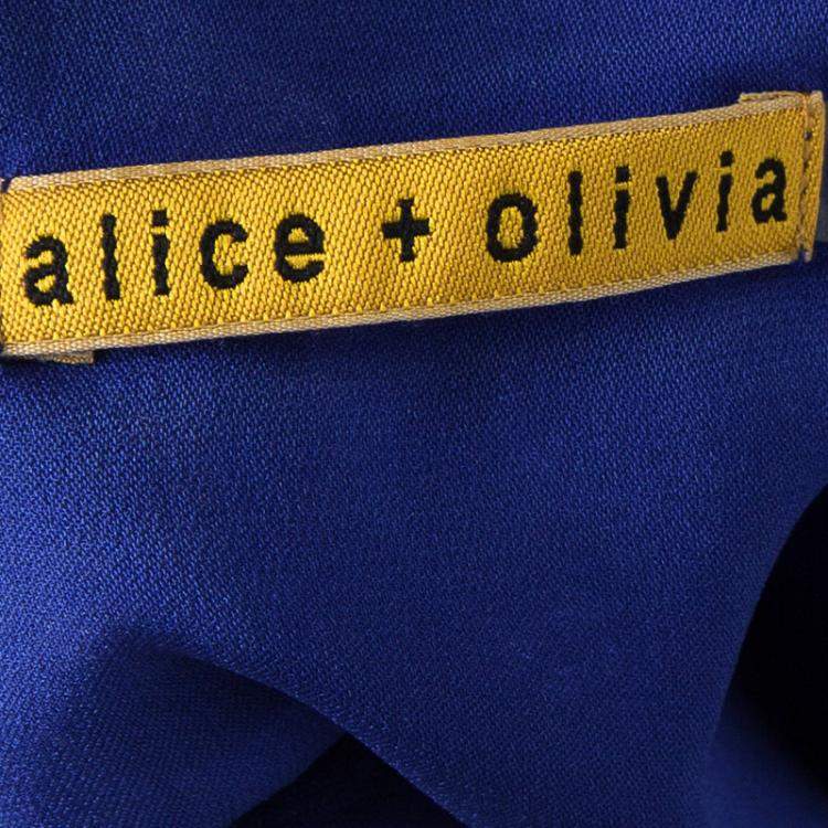 Pre Owned Alice + Olivia Clover Blue Lace Cap Sleeve Dress S