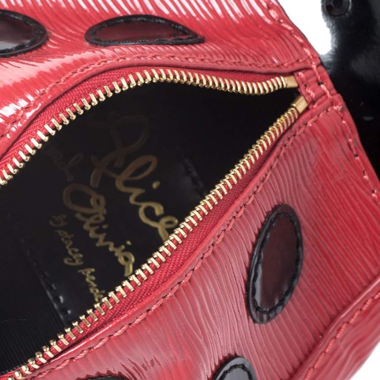 Alice + Olivia Red/Black Epi Leather Lady Bug Pouch Alice + Olivia