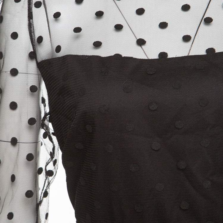 Pre Owned ALICE by Temperley Black Polka Dotted Celia Maxi Dress L