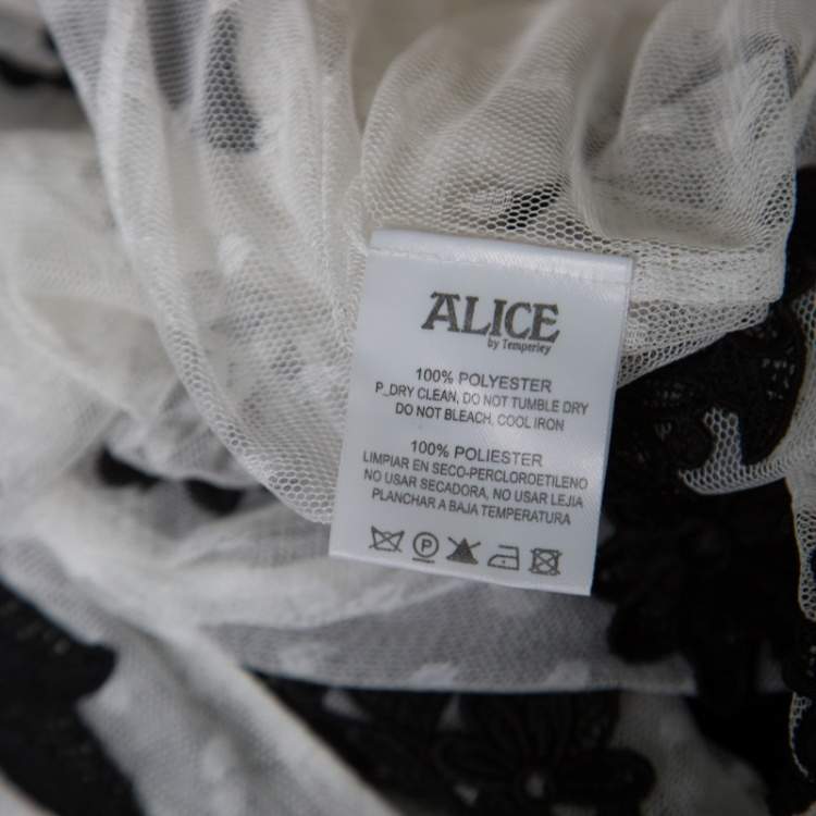 مملوكة مسبقًا Alice by Temperley White Dotted Tulle Contrast Floral Lace Applique Evelyn Top M