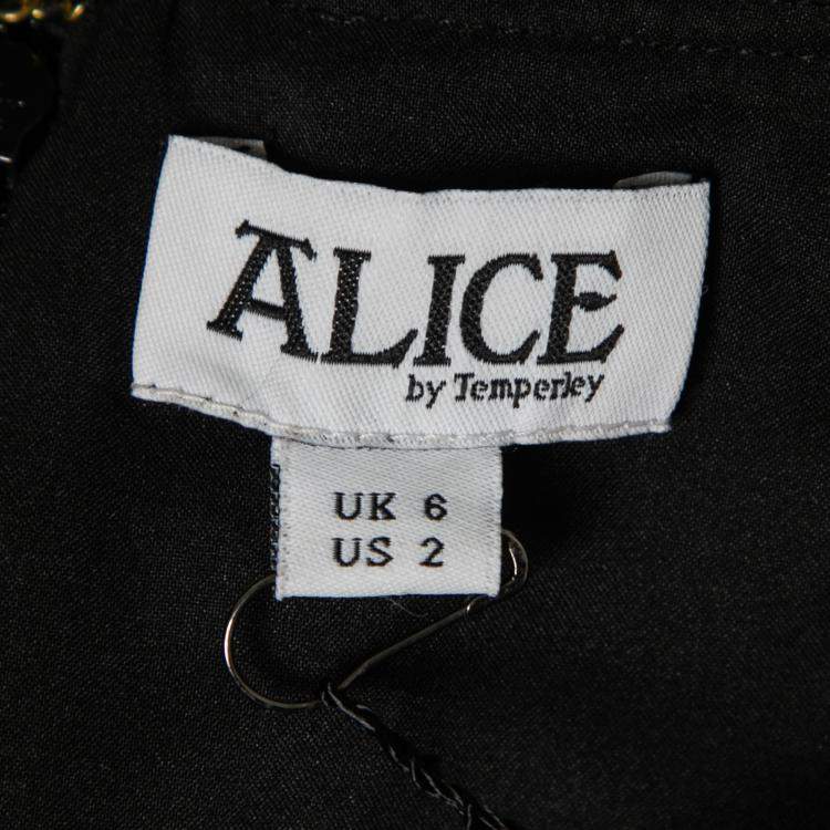 Pre Owned Alice by Temperley Black and Gold Embellished Stretch Tulle Sapphire Pencil Dress S