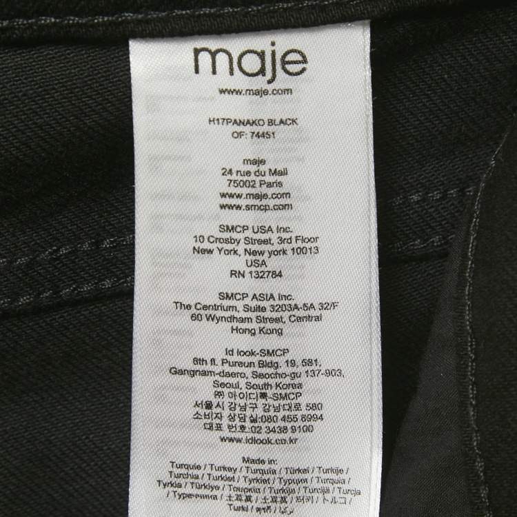Pre Owned Maje Black Denim Raw Edge Jeans S Waist 28"