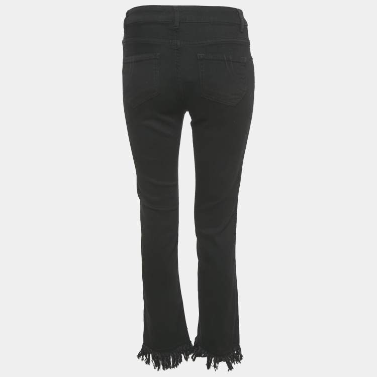 Pre Owned Maje Black Denim Raw Edge Jeans S Waist 28"