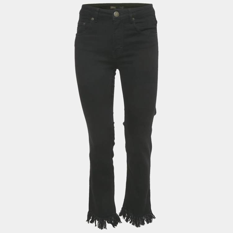 Pre Owned Maje Black Denim Raw Edge Jeans S Waist 28"