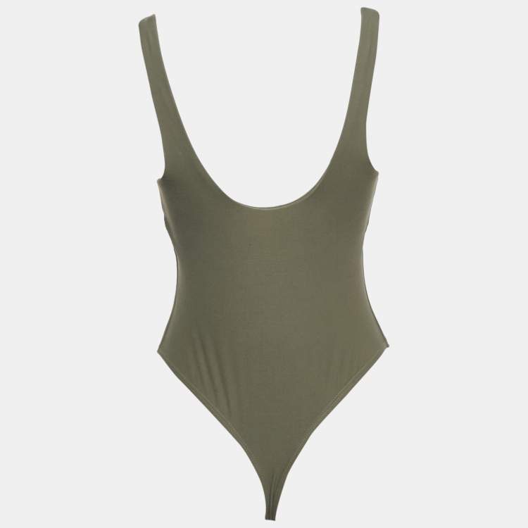 Pre Owned Alix Olive Green Jersey Sleeveless Bodysuit M 